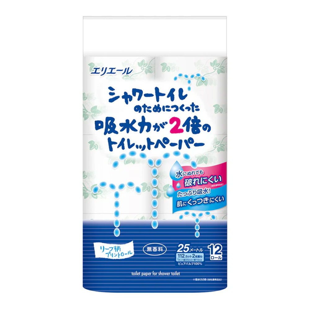 エリエール シャワートイレのためにつくった吸水力が2倍のトイレットペーパー ダブル 12ロール 大王製紙